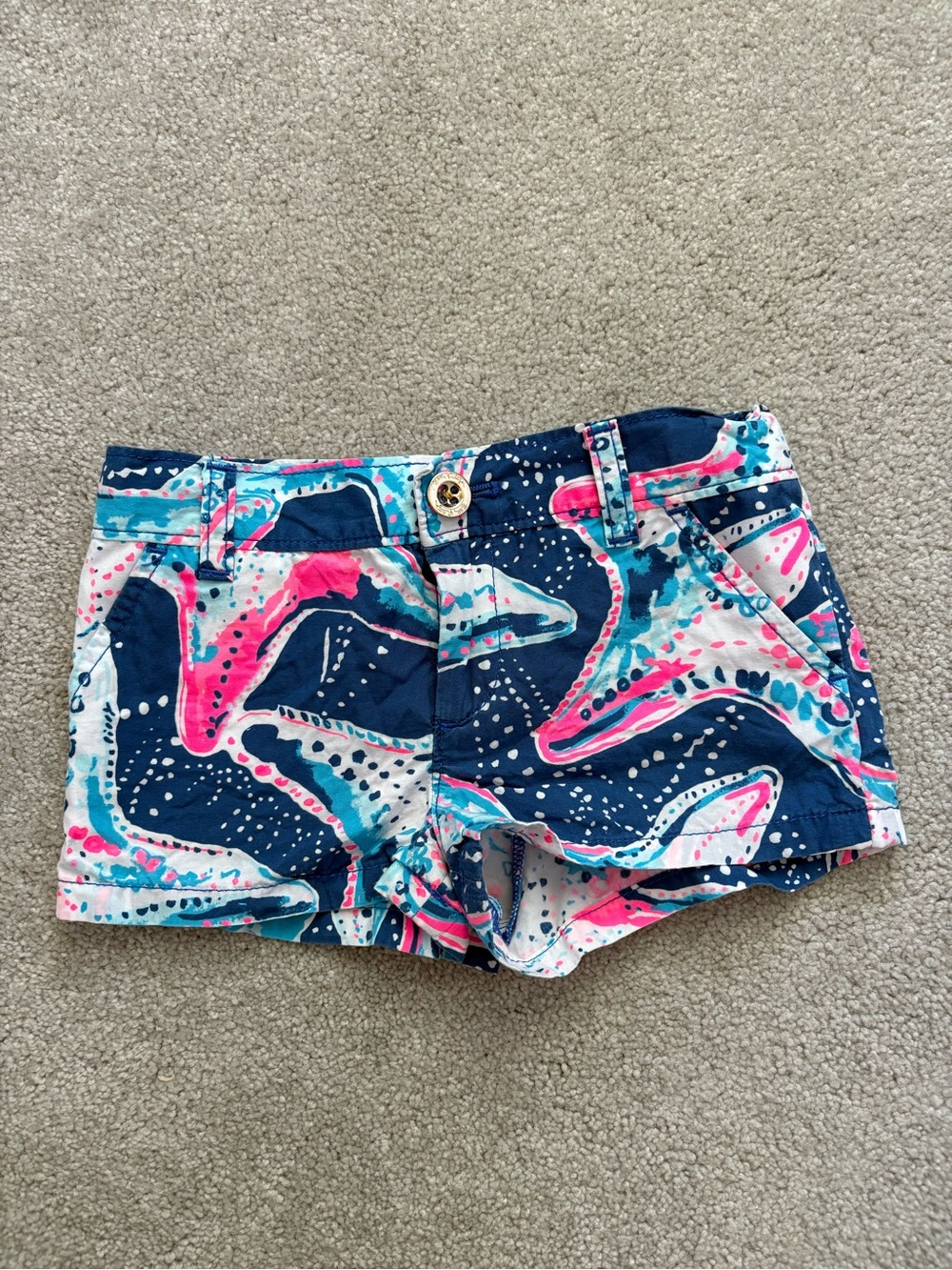 Lilly Pulitzer Navy, Pink & Teal Star Print Cotton Shorts